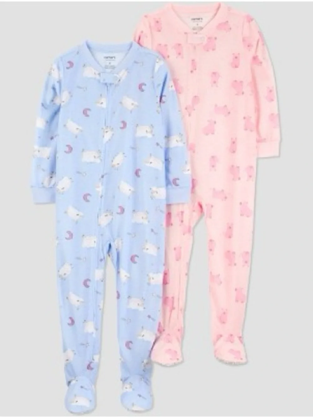 Carter's 2-Pack Footed One-Pieces in Light Blue & Light Pink